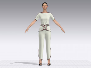 women blouse and pants set 3D Модель