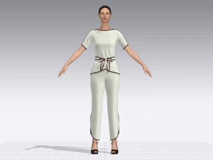 women blouse and pants set 3D Model