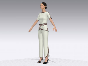 women blouse and pants set 3D Модель