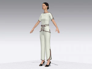 women blouse and pants set 3D Model