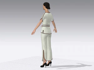 women blouse and pants set 3D Model