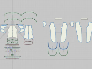 women blouse and pants set 3D Model