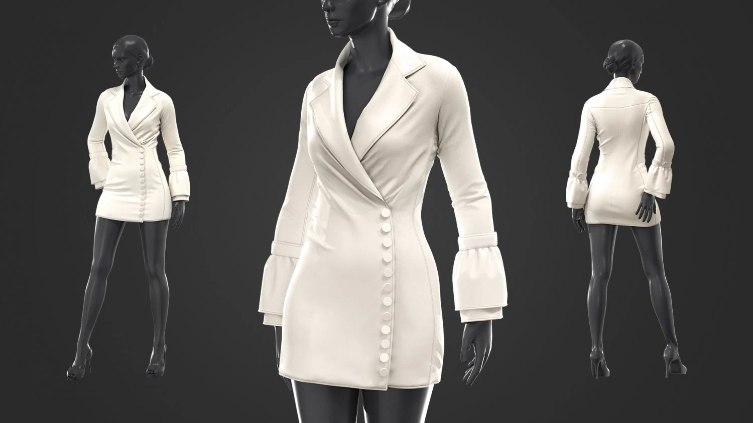 vestido feminino Modelo 3D .c4d .max .obj .3ds .fbx .stl .blend 