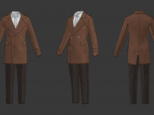 Mens coat 3D Модель