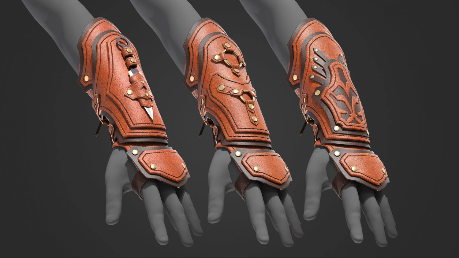 medieval bracers leather 3D Model .c4d .max .obj .3ds .fbx .stl .blend 