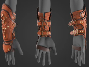 medieval bracers leather 3D Model