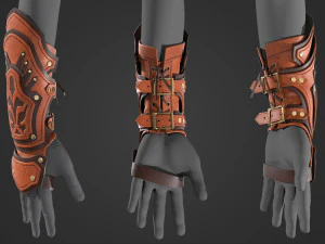 medieval bracers leather 3D Model
