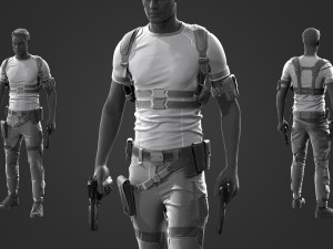 male tactical outfit cyberpunk military combat Model 3D