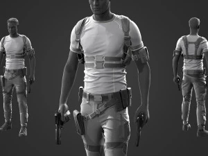 male tactical outfit cyberpunk military combat 3D Model