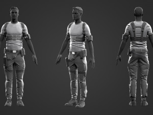 male tactical outfit cyberpunk military combat Model 3D