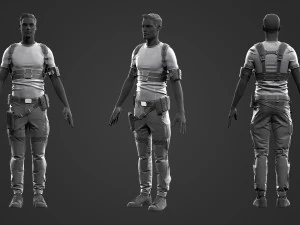 male tactical outfit cyberpunk military combat 3D Model