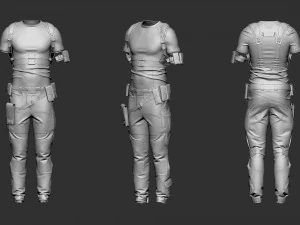 male tactical outfit cyberpunk military combat 3D Model