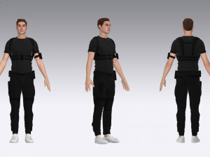 male tactical outfit cyberpunk military combat Model 3D