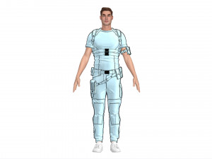 male tactical outfit cyberpunk military combat Model 3D