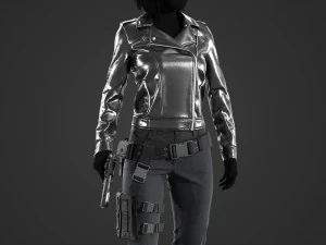 roupa tática feminina jaqueta militar calças botas equipamentos Modelo 3D