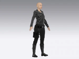 female tactical outfit military jacket pants boots equipment 3D Model