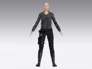 female tactical outfit military jacket pants boots equipment Modèle 3D