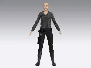 female tactical outfit military jacket pants boots equipment 3D Model