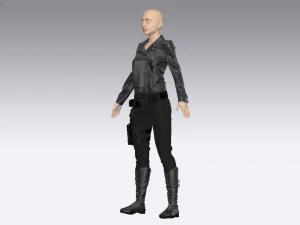 female tactical outfit military jacket pants boots equipment 3D Model