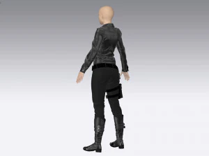 female tactical outfit military jacket pants boots equipment 3D Model