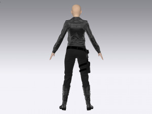 female tactical outfit military jacket pants boots equipment Modèle 3D