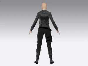 female tactical outfit military jacket pants boots equipment 3D Model