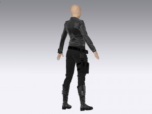 female tactical outfit military jacket pants boots equipment Modèle 3D
