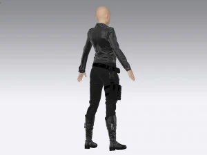 female tactical outfit military jacket pants boots equipment 3D Model
