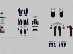 female tactical outfit military jacket pants boots equipment 3D Model