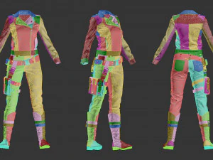 female tactical outfit military jacket pants boots equipment 3D Model