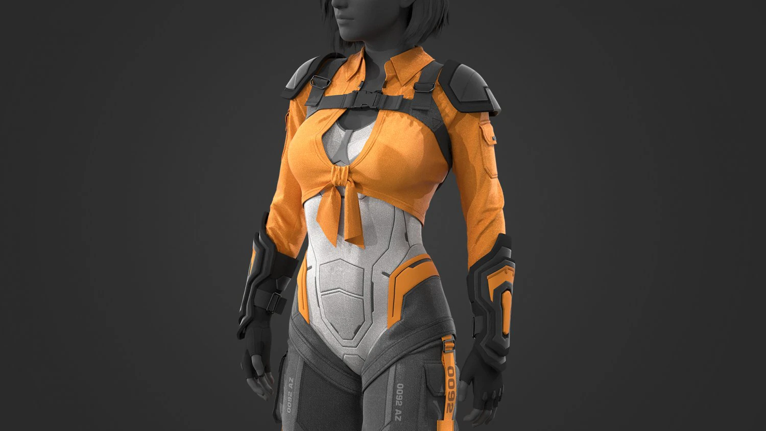Sci-fi female outfit 3D Model .c4d .max .obj .3ds .fbx .stl .blend 