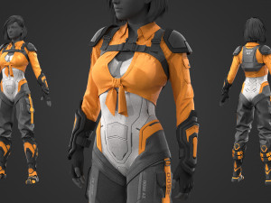 Sci-fi female outfit 3D Model