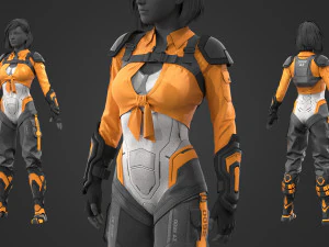 Sci-fi female outfit 3D Model