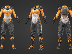Sci-fi female outfit 3D Model
