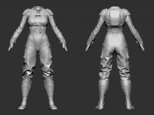 Sci-fi female outfit 3D Model