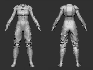 Sci-fi female outfit 3D Model