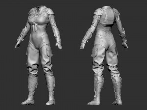 Sci-fi female outfit 3D Model