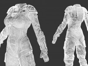 Sci-fi female outfit 3D Model