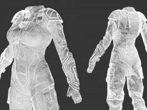 Sci-fi female outfit 3D Model