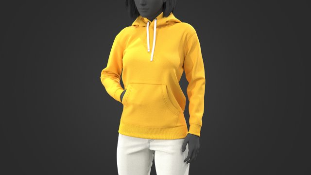 Female outfit hoodie and jeans model 3D in 3DExport