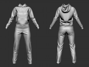 Female outfit hoodie and jeans model 3D-Modell