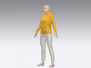 Female outfit hoodie and jeans model 3D-Modell