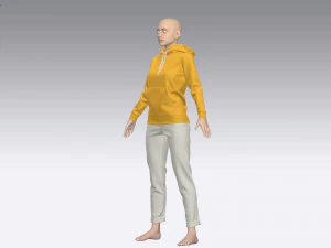 여성 복장 까마귀와 청바지 모델 3D 모델