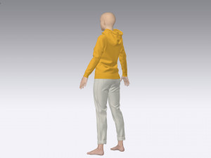 Female outfit hoodie and jeans model 3D-Modell
