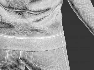 여성 복장 까마귀와 청바지 모델 3D 모델