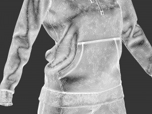 Female outfit hoodie and jeans model 3D-Modell