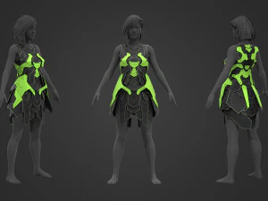 Sci-fi female dress 3D Model