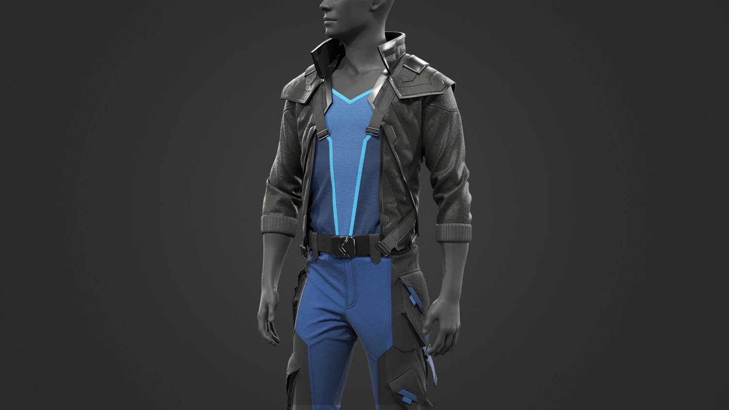 Sci-fi male outfit 3D Model .c4d .max .obj .3ds .fbx .stl .blend 