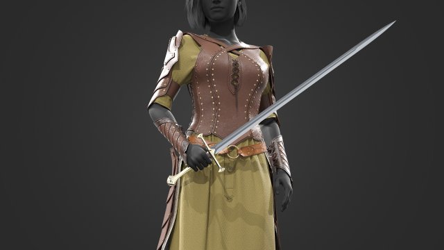 Female medieval armor 3D Model .c4d .max .obj .3ds .fbx .stl .blend 