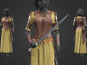 Female medieval armor 3D Model